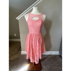 Material Girl Skater Peach Sleeveless Dress - Medium